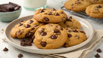 chocolate chip cookies on plates