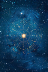 Celestial Zodiac Wheel: A Journey Through the Constellations from Aries to Pisces