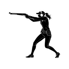 Shotgun Marksman Focused on Clay Target – Professional Shooting Sport
