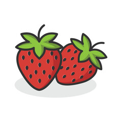 Red strawberry fruit icon isolated flat.