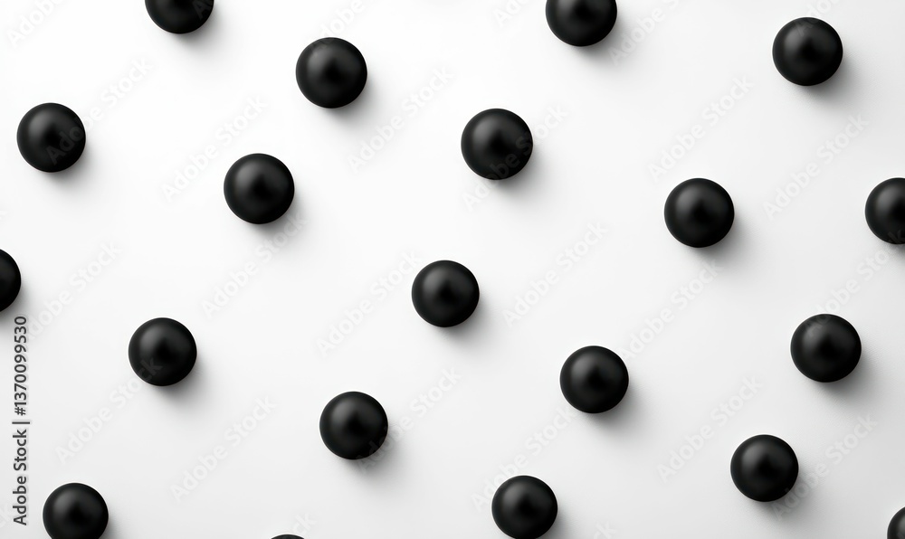 Poster matte black spheres arranged in a repeating pattern create a modern and minimalist visual texture.