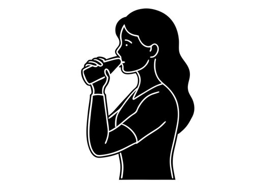 recommend clip art: Drinking water silhouette vector illustration