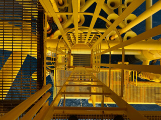 Oil and Gas Producing Slots at Offshore Platform, Oil and Gas Industry. Well, the head slot is on...