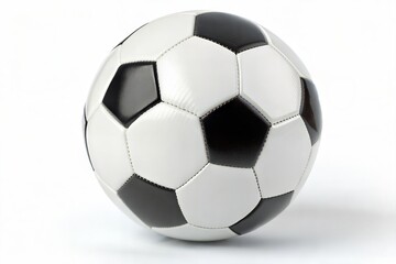 Fototapeta premium Classic black and white soccer ball (football) with traditional hexagon and pentagon pattern, isolated on a clean white background