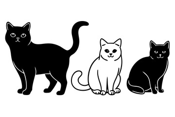 set of British Shorthair Cat silhouette vector illustration