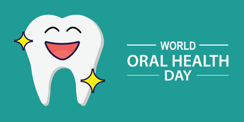 World oral health day. World oral health day is celebrated on march 20. Happy smiling tooth. Vector illustration. 