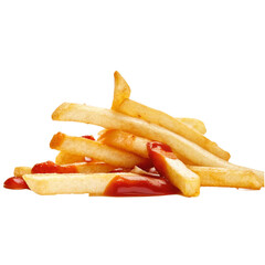 Delicious Golden French Fries with Rich Ketchup Drizzle A Perfect Snack or Side Dish