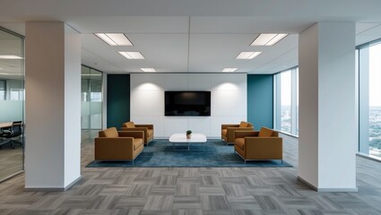 Fototapeta premium Modern living room with white furniture and sleek interior design