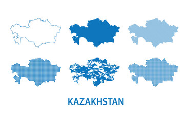 Obraz premium map of Republic of Kazakhstan - vector set of silhouettes in different patterns