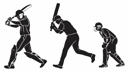 Dynamic Cricket Player Silhouettes Bundle for Sports Fans