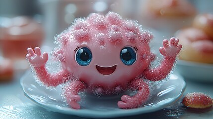 Pink Bubble Creature Bathing Joyfully of excellence in splendor beyond compare with grace in style.