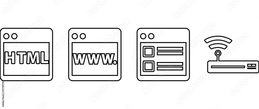 Wall mural coding icon set