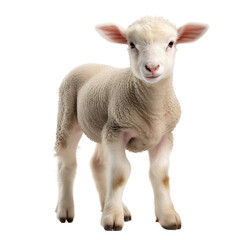 Fototapeta premium Baby sheep, lamb isolated on transparent background. Generative ai