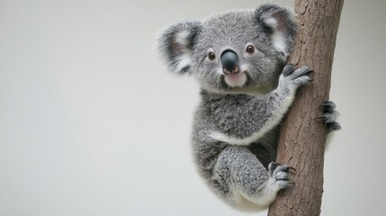 Naklejka premium Adorable Koala Sitting on Tree Branch in Natural Habitat