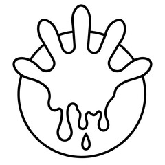 Bloody handprint on a wall line art vector illustration