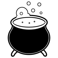 Cauldron with green bubbling potion vector illustration