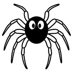 Cute Spider with big round eyes line art vector illustration