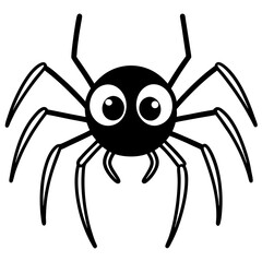 Cute Spider with big round eyes line art vector illustration