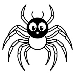 Cute Spider with big round eyes line art vector illustration