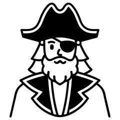 Pirate costume with an eyepatch and sword line art vector illustration 