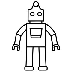 Robot costume with blinking lights line art vector illustration 