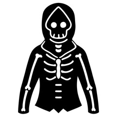 Skeleton costume with glow in the dark bones silhouette vector illustration 