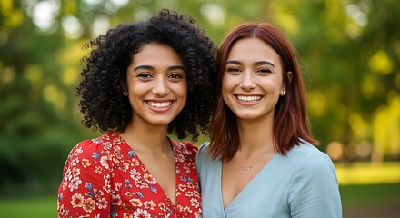 Obraz premium Diverse Group of Smiling Young Women – Multiracial Female Friendship Portrait