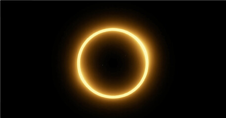 Circle golden light lines on black background