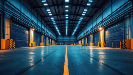 Empty Warehouse with Dim Lighting and Abstract Industrial Design Creating a Moody Atmosphere © Dilruba