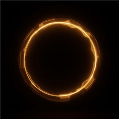 Circle golden light lines on black background