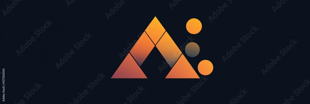Poster Dynamic geometric logo showcasing abstract triangles and circles with a modern color palette, illustrating contemporary design principles in branding