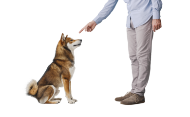 Pet owner scolding his dog