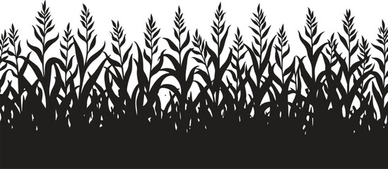  A black corn field. Maize field silhouette design vector illustration
