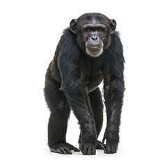 Fototapeta premium Chimpanzee isolated on white background, high-resolution wildlife stock image 