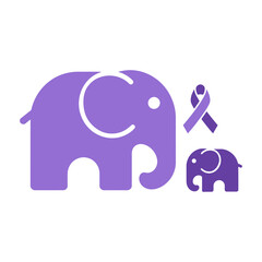 Purple Elephant Awareness Ribbon Illustration