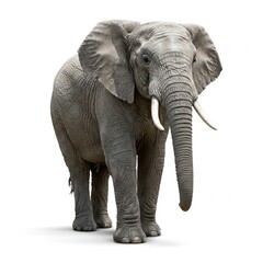 Obraz premium African elephant isolated on white background, high-resolution wildlife stock image 