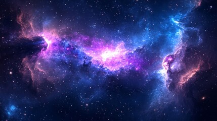Vibrant Purple And Blue Nebula In Deep Space
