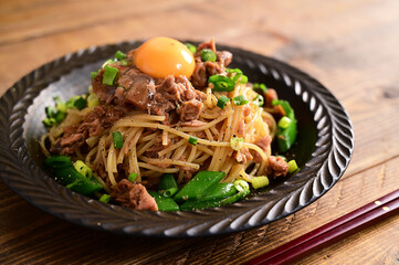 スナップエンドウとツナの和風パスタ