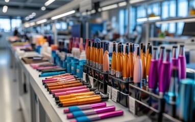 Obraz premium Colorful Cosmetic Products on Display in a Modern Retail Store