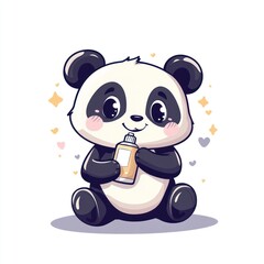 Obraz premium Cute panda holding a bottle (3)