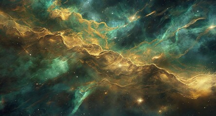 Obraz premium Abstract Space Background with Galaxy, Nebula, Clouds, Stars, and Lightning in Dark Stormy Sky