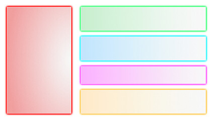 Obraz premium Bannières vectorielles colorées, cadres rectangulaires, fond transparent, fichier PNG pour design web