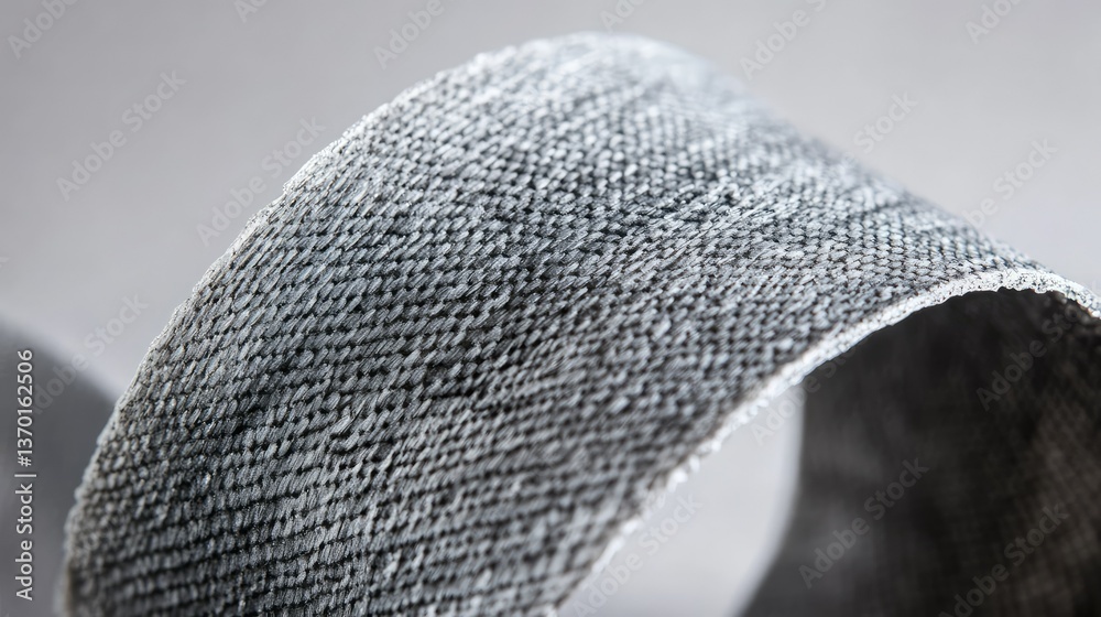 Poster close-up of a soft, woven gray fabric with intricate texture displaying subtle patterns, perfect for
