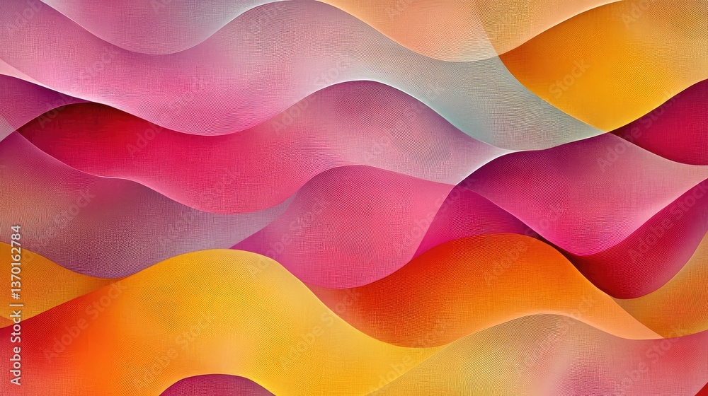 Poster Abstract Waves of Colorful Patterns in Gradient Tones, Flowing Forms Creating a Dynamic Visual Experience with Soft Curves and Smooth Transitions in Vibrant Hues
