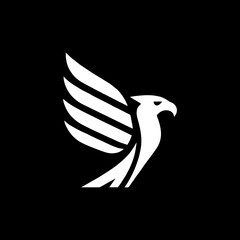 Abstract Eagle Silhouette Logo in Black, Geometric Vector Design on White Background for Professional Use

