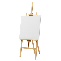 easel with blank canvas isolated on transparent background 