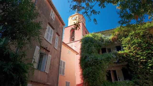 Clock tower of the Church of Our Lady of the Assumption in Saint-Tropez, France