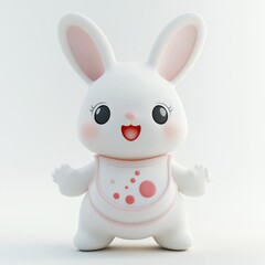 Obraz premium Cute, cartoon rabbit figurine, wearing a bib