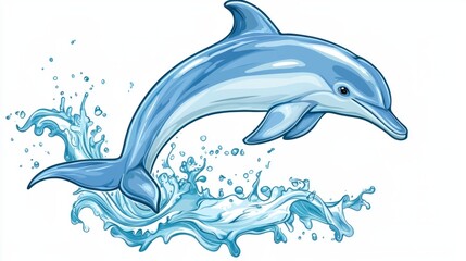 Fototapeta premium Elegant Dolphin Leaping through Wave with Splashing Water Effects