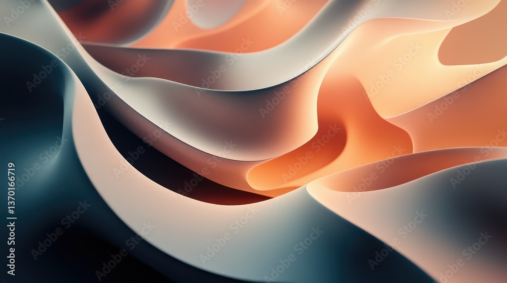 Poster abstract wavy patterns with soft gradient colors creating a flowing and dynamic texture ideal for ba
